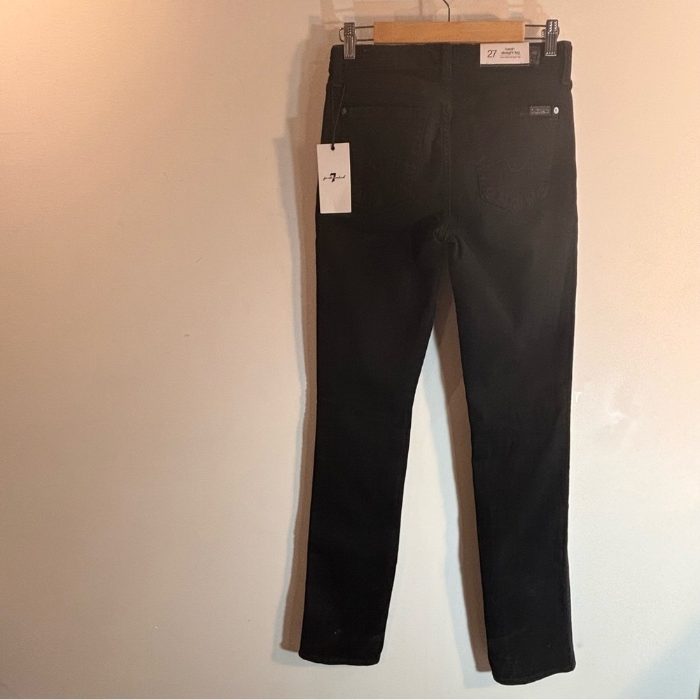 7 FOR ALL MANKIND Sz 27 Karah Jeans Straight Leg Zipper In Black NEW WITH TAGS